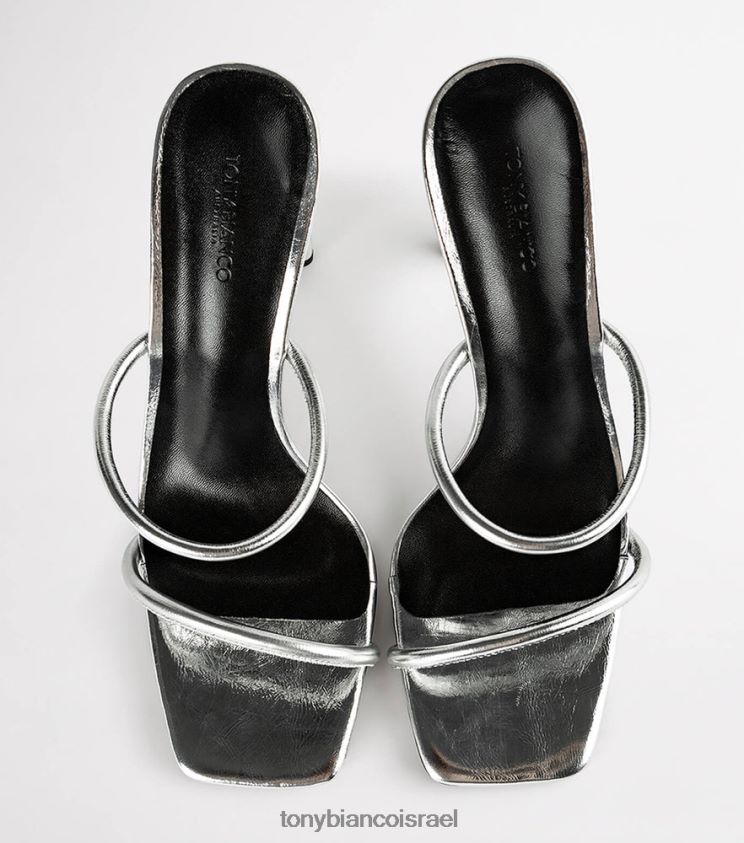 נעלי עקב בלוק | נשים נייר כסף Tony Bianco נעלי עקב של פלורנס 8BNR8T354